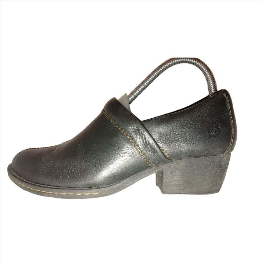 Born Kinney Black Leather Clogs Size 7.5